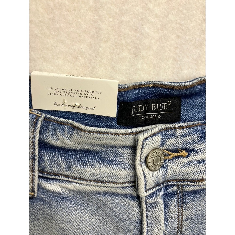 Judy Blue Light Wash High Waist Frayed Hem Denim Jean Shorts Plus Size 3XL NEW - Picture 2 of 11